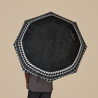 PasifikaOne Warrior umbrella, 48-inch/122cm size, colorful Polynesian-inspired design, waterproof rain umbrella for AU/NZ.