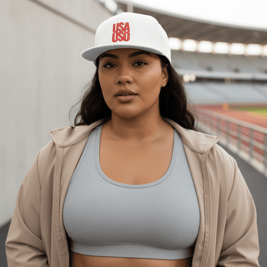 Flat Bill Snapback Hat — USA USO - Red Embroidery - AU/NZ/USA - The Koko Samoa
