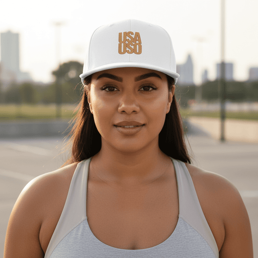 Flat Bill Snapback Hat — USA USO - Gold Embroidery - AU/NZ/USA - The Koko Samoa
