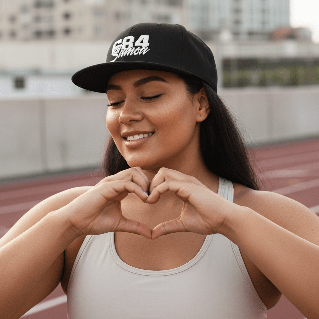 Fulfill Engine flat bill snapback hat in black with Samoa white embroidery, one size fits all, suitable for AU, NZ, and USA.