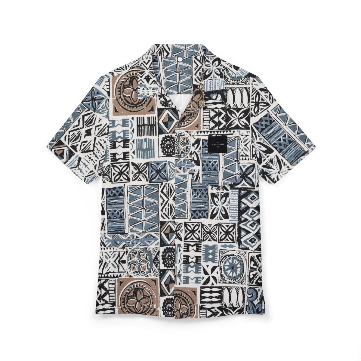 Black stitching KoaTech Hawaiian button-down shirt with Elei Steel pattern, stylish casual shirt from FYBY for AU, NZ, and USA.