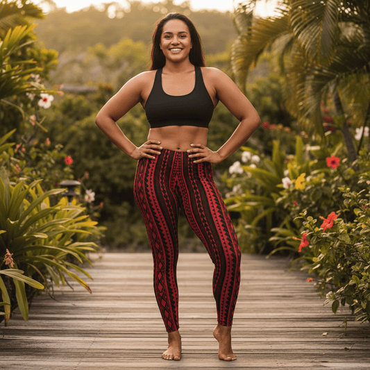 IslandFlex Mid - Rise Leggings - Red Warrior - AU/NZ/USA - The Koko Samoa