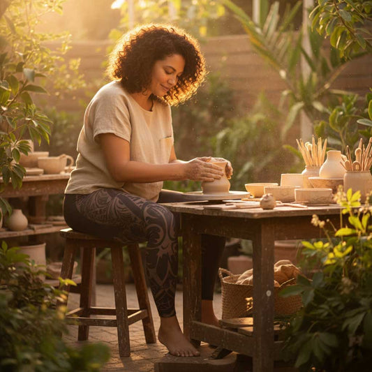 IslandPlus - 2XL to 6XL Leggings - Bloom Mocha Mousse - AU/NZ/USA - The Koko Samoa