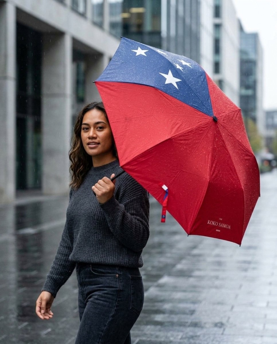 PasifikaOne Samoan Flag umbrella, 48-inch outdoor umbrella with vibrant Samoan flag design, perfect for sunshade.