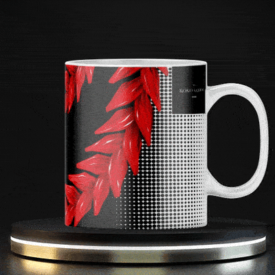 LimaLuxe™ 325ml Ula Fala mug by Prima Printing featuring vibrant design, suitable for morning coffee or tea.