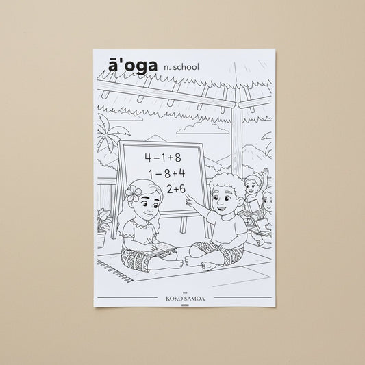 Downloadable Learn and Colour Sheet - ā'oga - AU/NZ/USA - The Koko Samoa