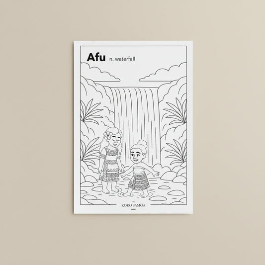Downloadable Learn and Colour Sheet - Afu - AU/NZ/USA - The Koko Samoa
