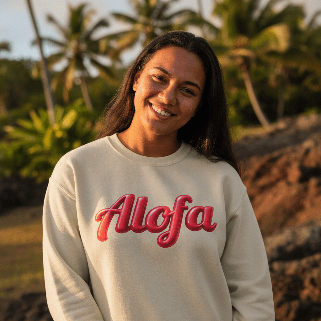 Unisex heavy sweatshirt by The Print Bar featuring Alofa design with Samoa Koko print, made for comfort and style.