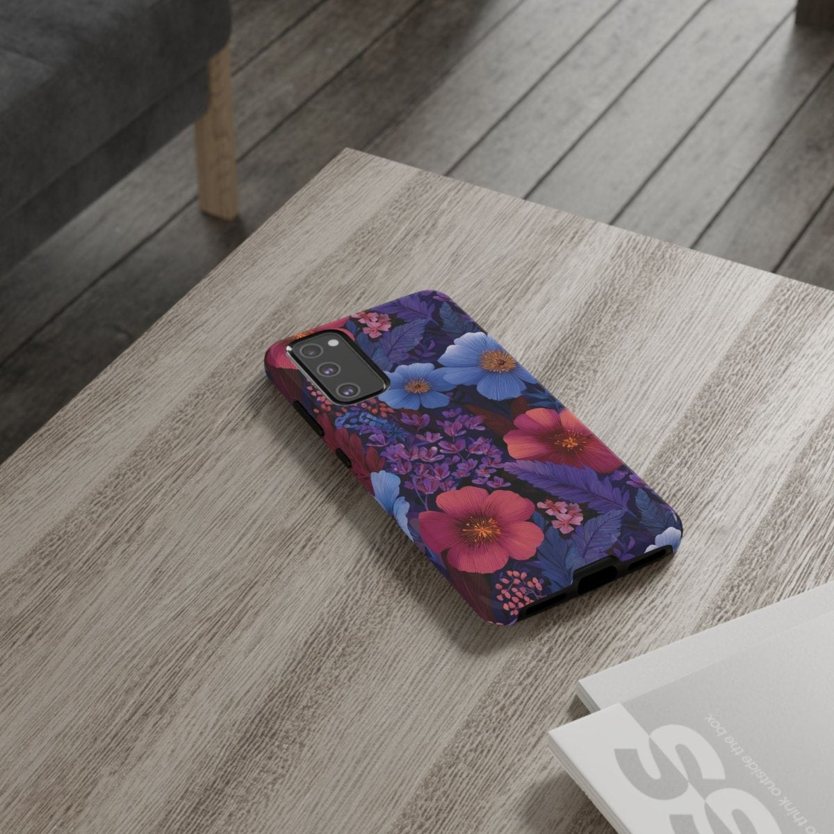 Samsung Galaxy S25 tough phone case by Printify featuring Lavender Tropics design, glossy finish, suitable for AU, NZ, and USA markets.
