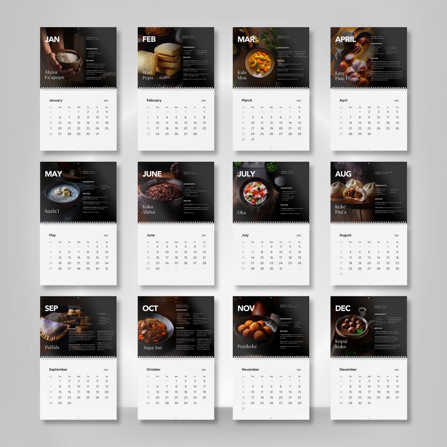 2025 Kitchen Calendar - Samoan Recipes - AU/NZ