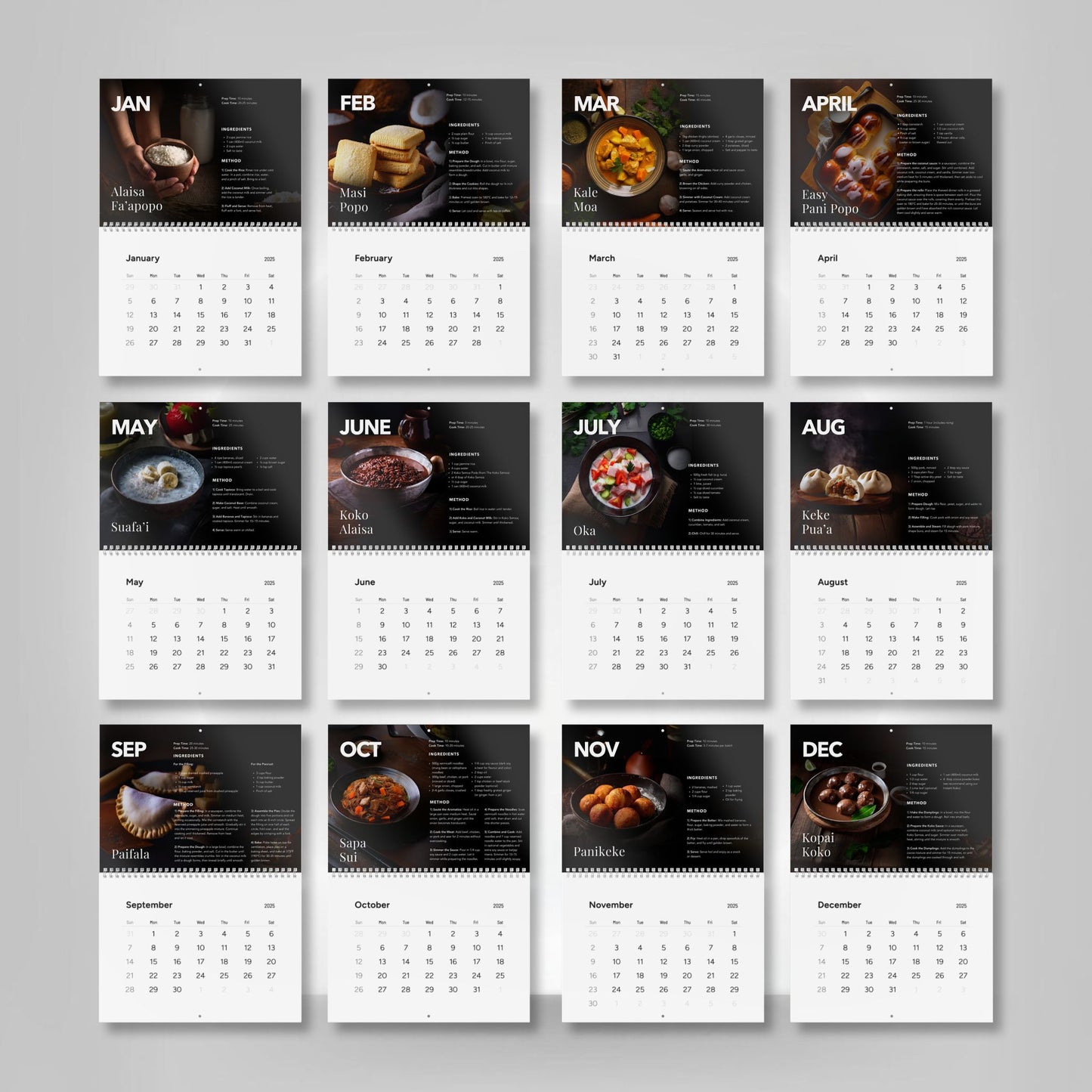 2025 Kitchen Calendar - Samoan Recipes - AU/NZ