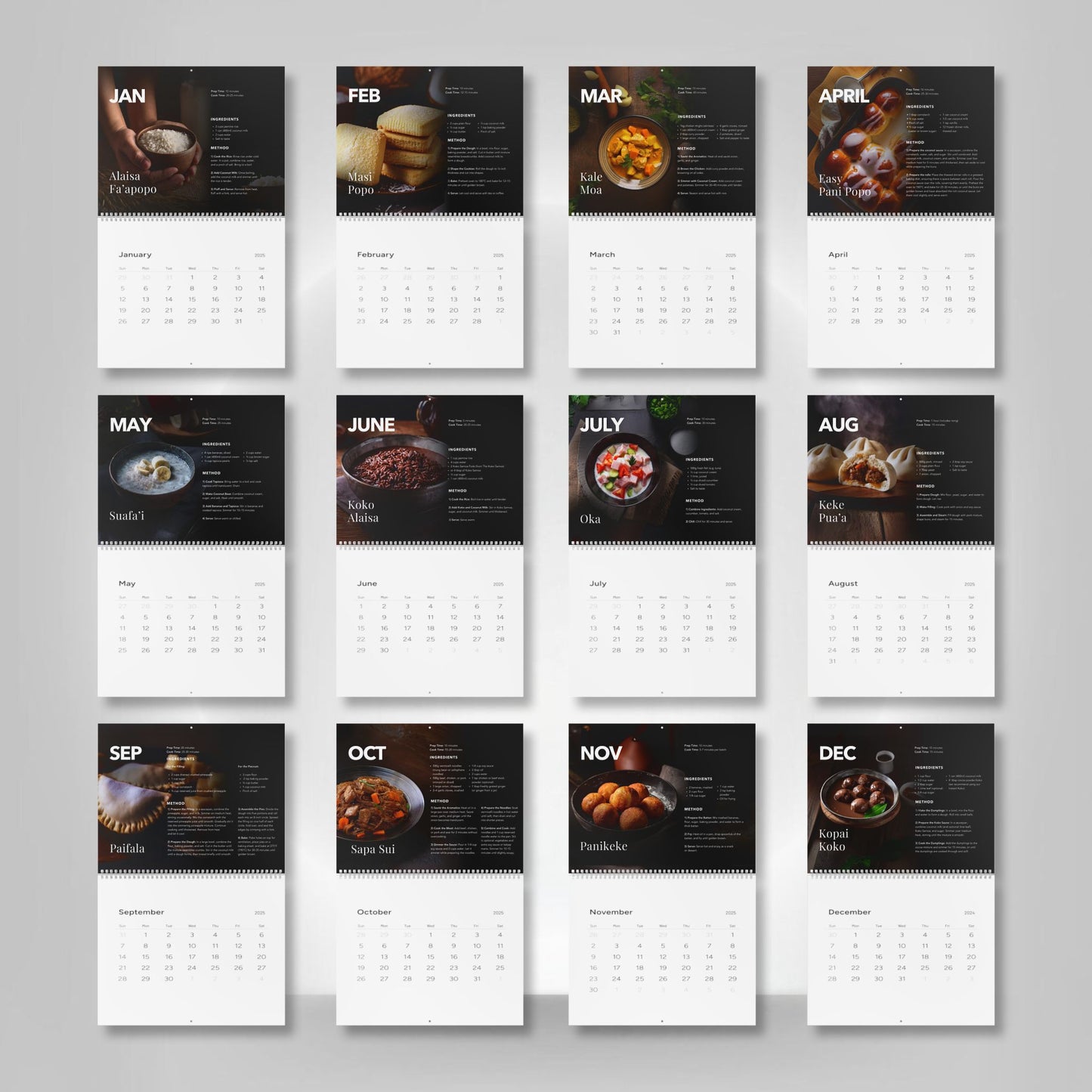 2025 Kitchen Calendar - Samoan Recipes - AU/NZ