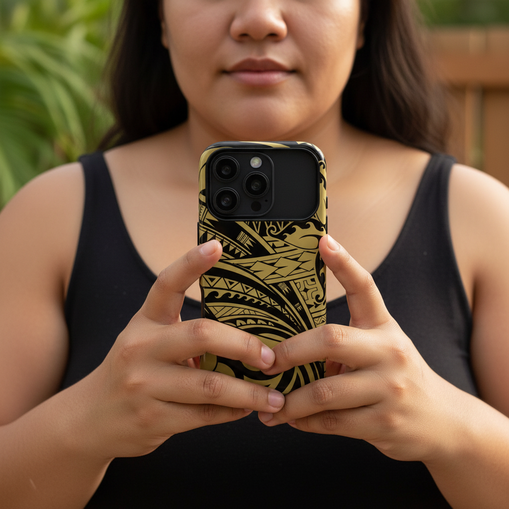 Printify Bloom Gold tough phone case for iPhone, featuring a stylish floral design, designed for durable protection.