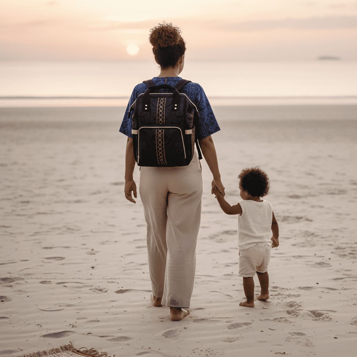 Malu multipurpose diaper bag with multiple compartments, featuring a spacious design for baby essentials.