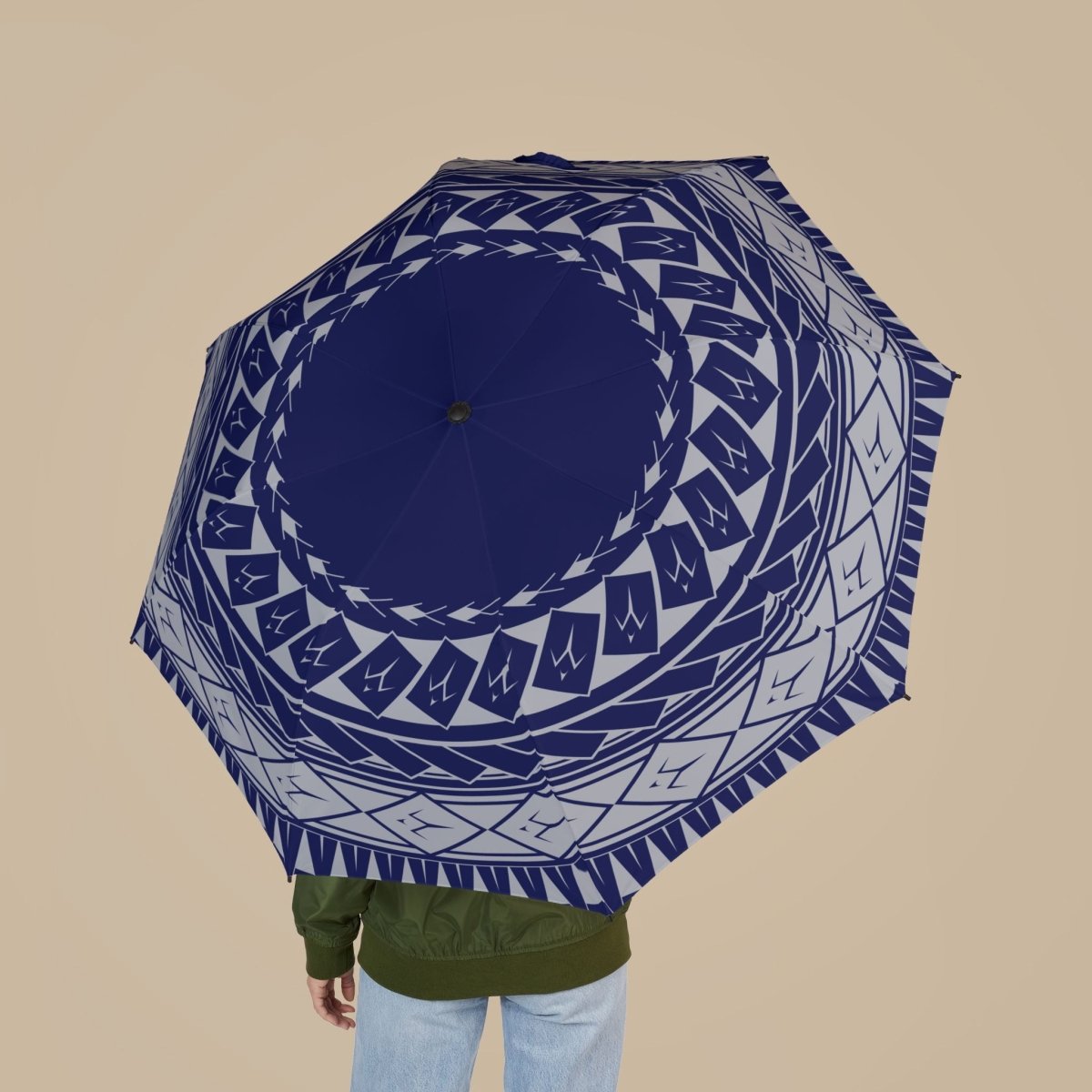 PasifikaOne umbrella featuring Samoan spear design, 48-inch (122cm) large waterproof umbrella for AU/NZ.