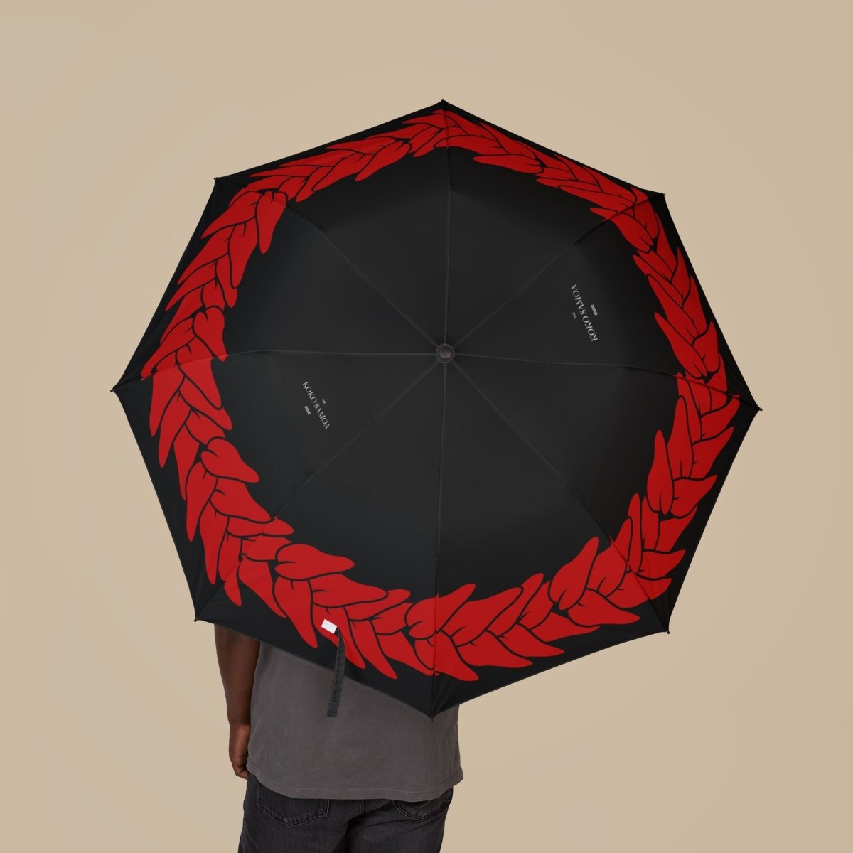PasifikaOne Umbrella, 48-inch/122cm Ula Fala design, colorful Polynesian-inspired umbrella for rain or sun.