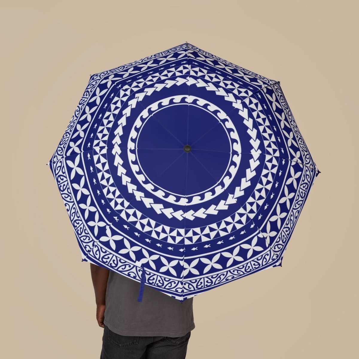 Artsadd PasifikaOne umbrella in United Blue, 48-inch/122cm size, open showing vibrant blue canopy and sturdy handle.
