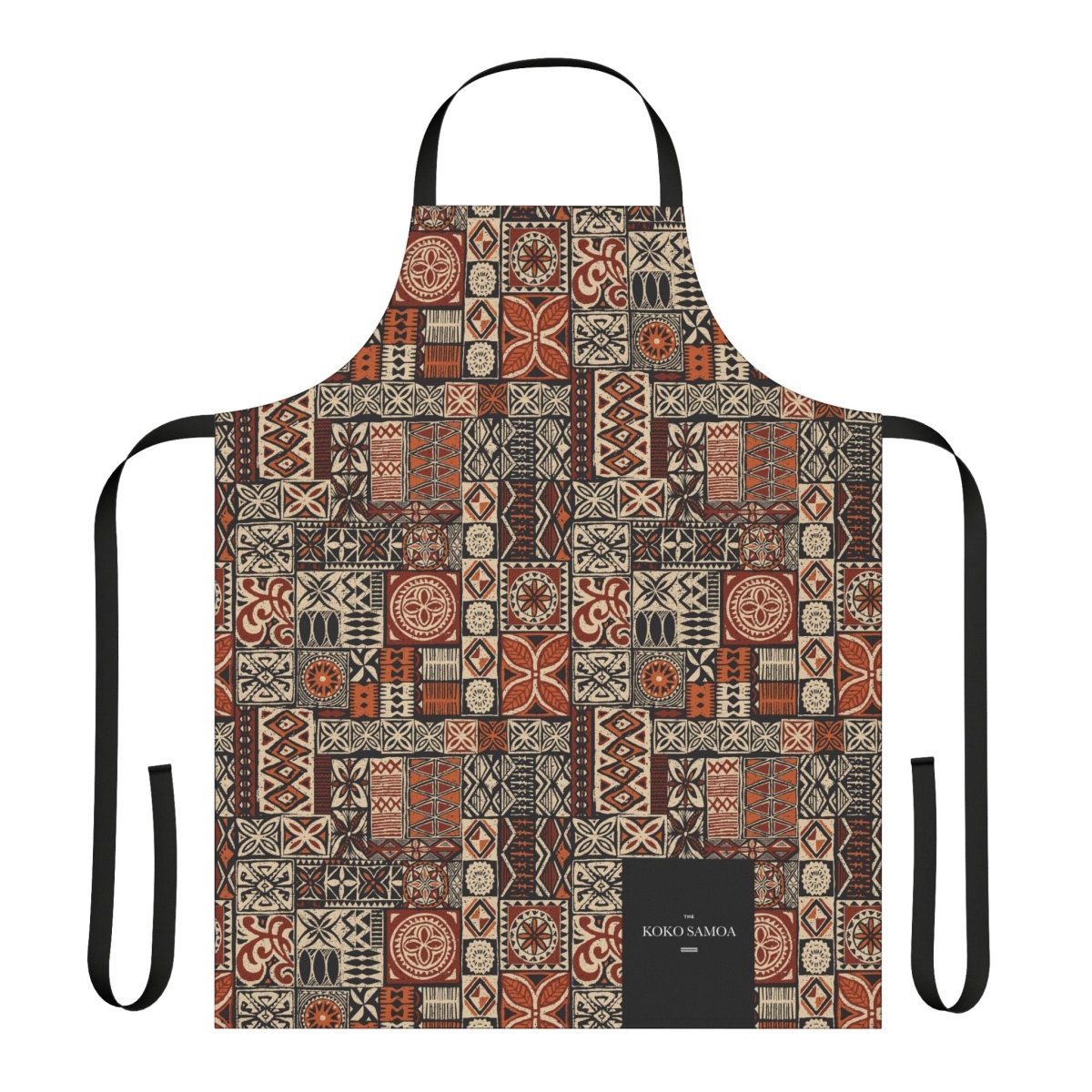 Black Elei print apron by Colorway, one size, perfect for cooking or crafting, with vibrant traditional design.