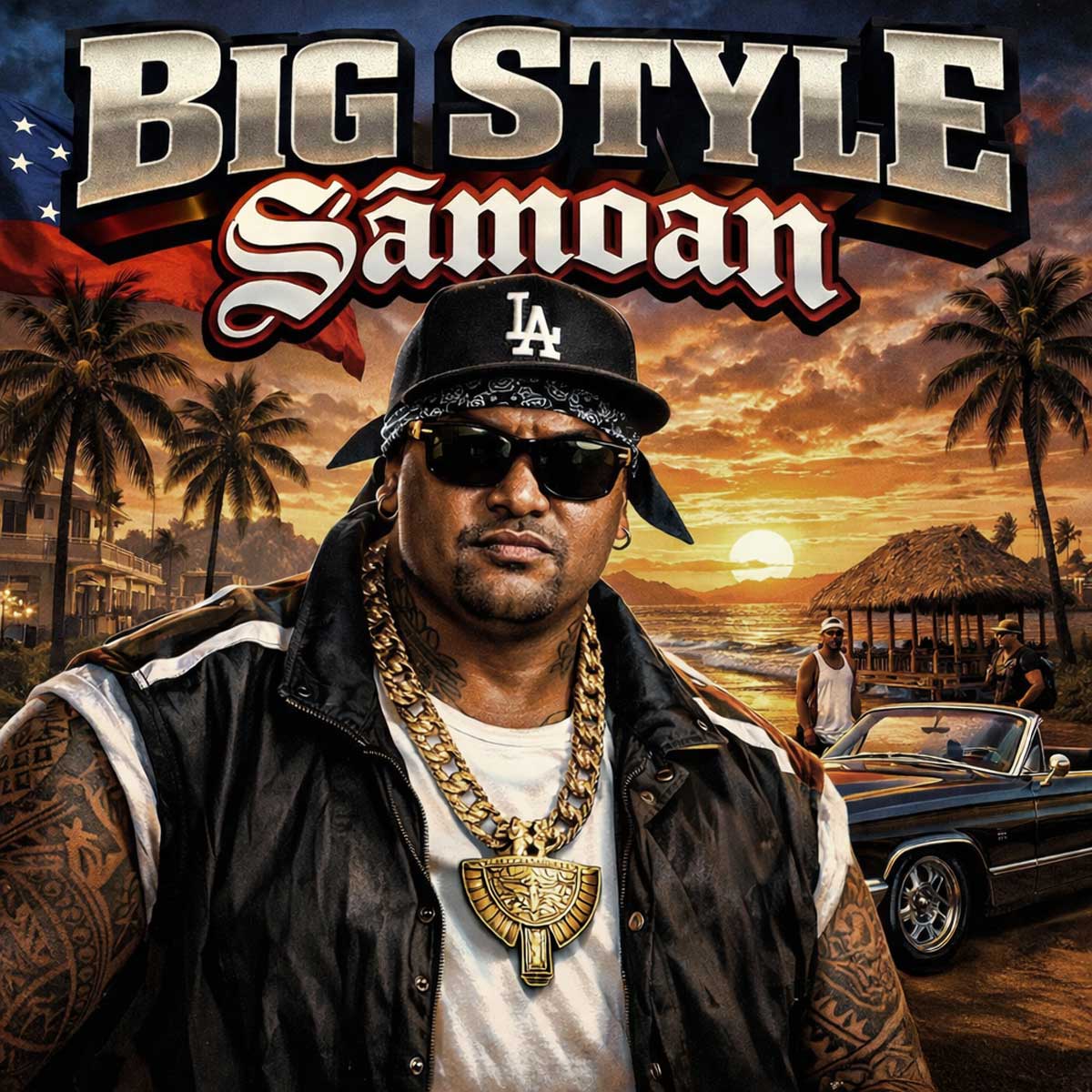 Digital music single cover for "Big Style Samoan" by THE KOKO SAMOA, featuring vibrant artwork and bold text.
