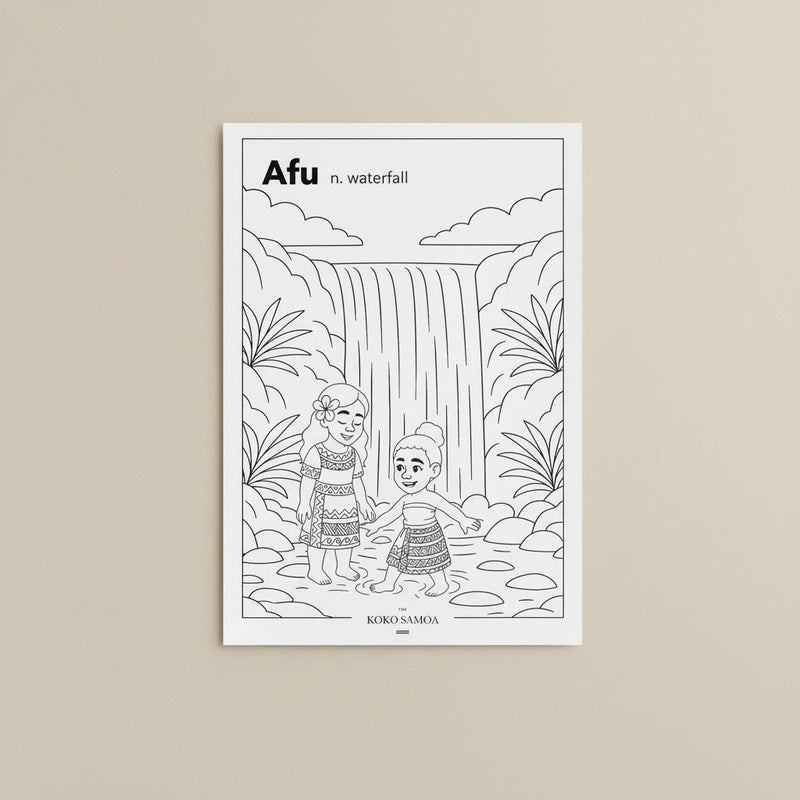 Downloadable Learn and Colour Sheet - Afu - AU/NZ/USA - The Koko Samoa
