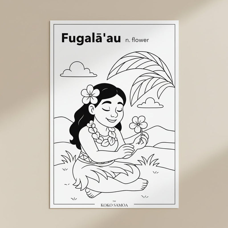 Downloadable Learn and Colour Sheet - Fugalā'au - AU/NZ/USA - The Koko Samoa