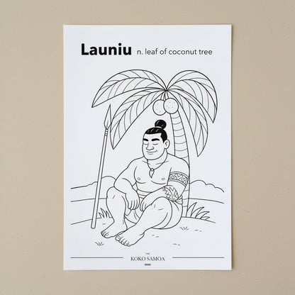 Downloadable Learn and Colour Sheet - Launiu - AU/NZ/USA - The Koko Samoa