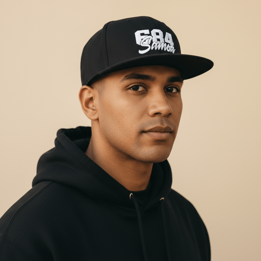 Flat Bill Snapback Hat - 684 Samoa - Black Embroidery - AU/NZ/USA - The Koko Samoa