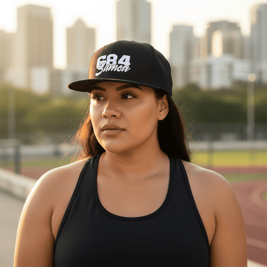 Flat Bill Snapback Hat - 684 Samoa - White Embroidery - AU/NZ/USA - The Koko Samoa