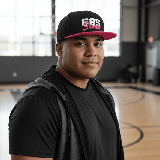 Flat Bill Snapback Hat - 685 Samoa - White & Neon Pink Embroidery - AU/NZ/USA - The Koko Samoa