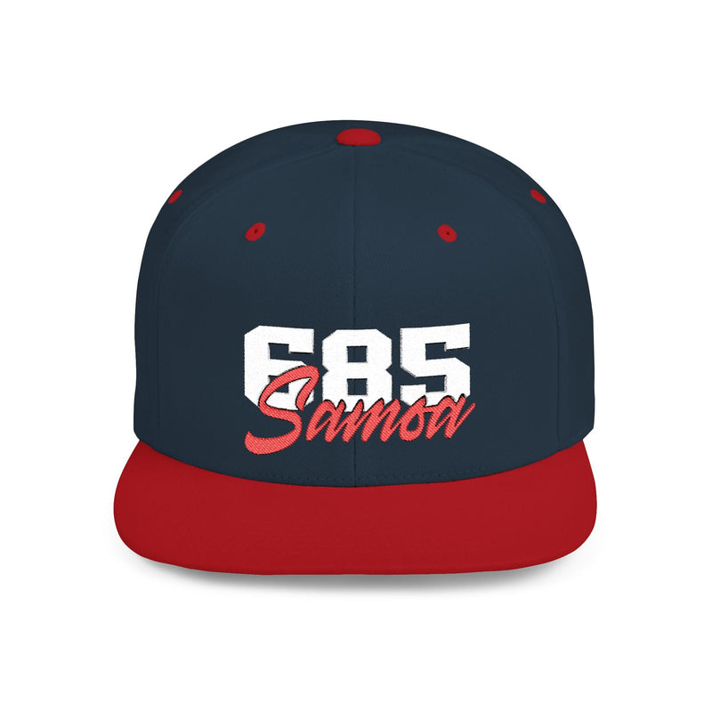 Flat Bill Snapback Hat - 685 Samoa - White & Red Embroidery - AU/NZ/USA - The Koko Samoa
