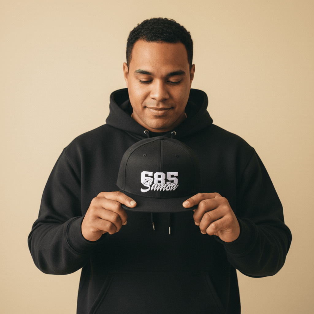Flat Bill Snapback Hat - 685Samoa - Black Embroidery - AU/NZ/USA - The Koko Samoa