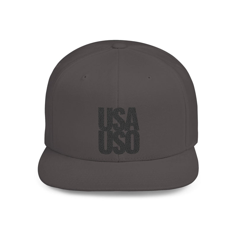 Flat Bill Snapback Hat - USA USO - Black - The Koko Samoa