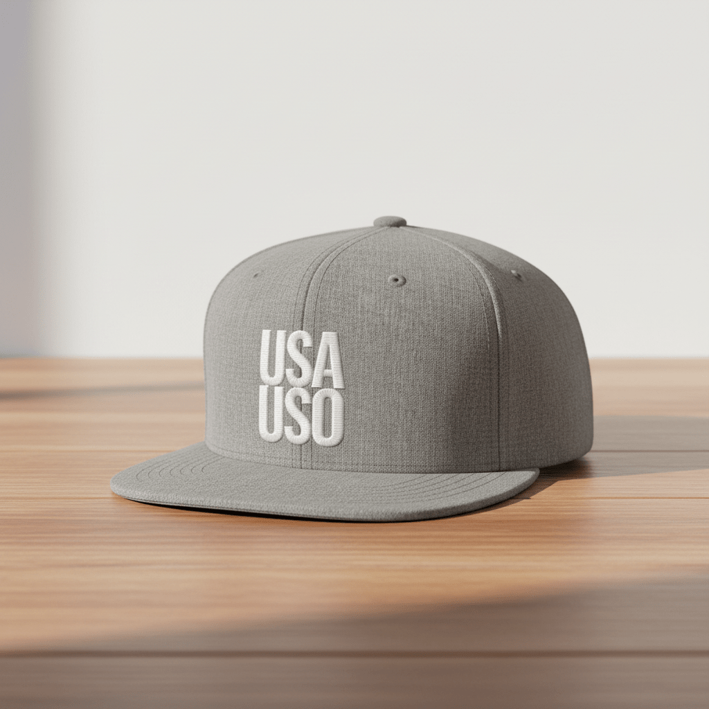 Flat Bill Snapback Hat — USA USO - White Embroidery - AU/NZ/USA - The Koko Samoa