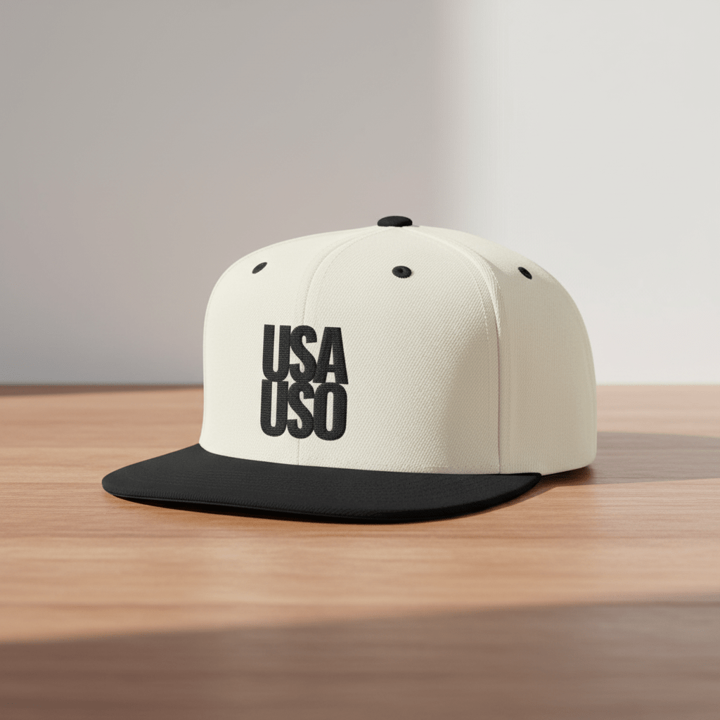 Flat Bill Snapback Hat - USAUSO - Black Embroidery - AU/NZ/USA - The Koko Samoa