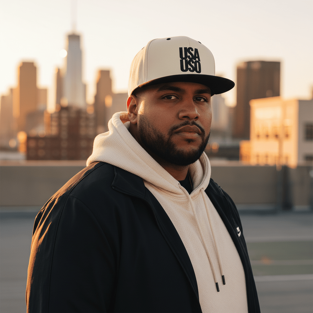Flat Bill Snapback Hat - USAUSO - Black Embroidery - AU/NZ/USA - The Koko Samoa