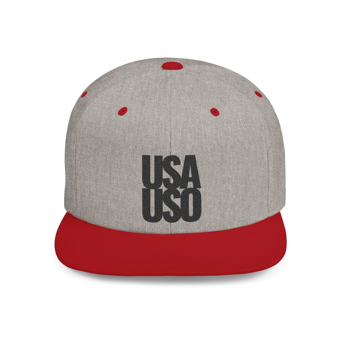 Flat Bill Snapback Hat - USAUSO - Black Embroidery - AU/NZ/USA - The Koko Samoa