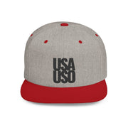 Flat Bill Snapback Hat - USAUSO - Black Embroidery - AU/NZ/USA - The Koko Samoa
