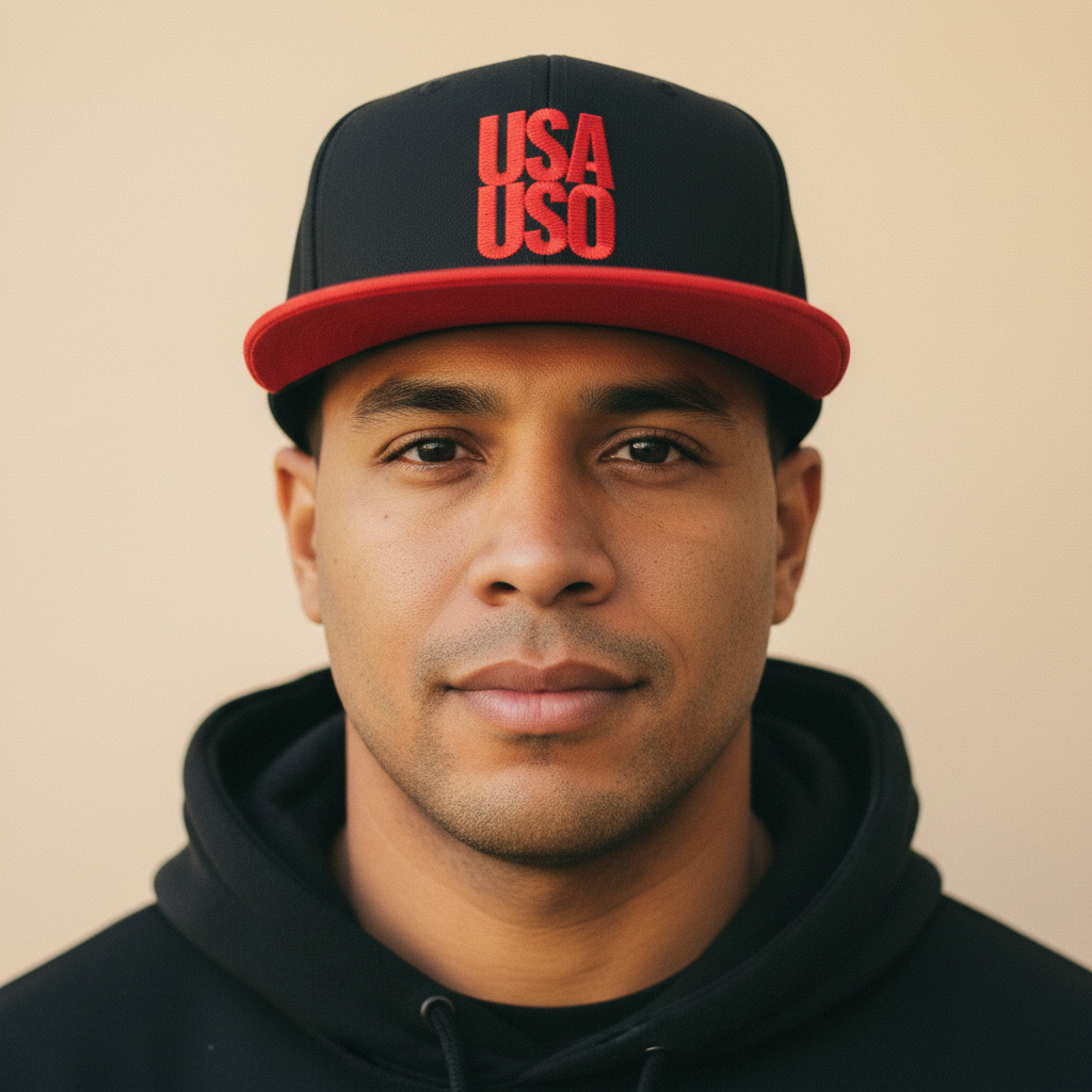 Flat Bill Snapback Hat - USAUSO - Red Embroidery - AU/NZ/USA