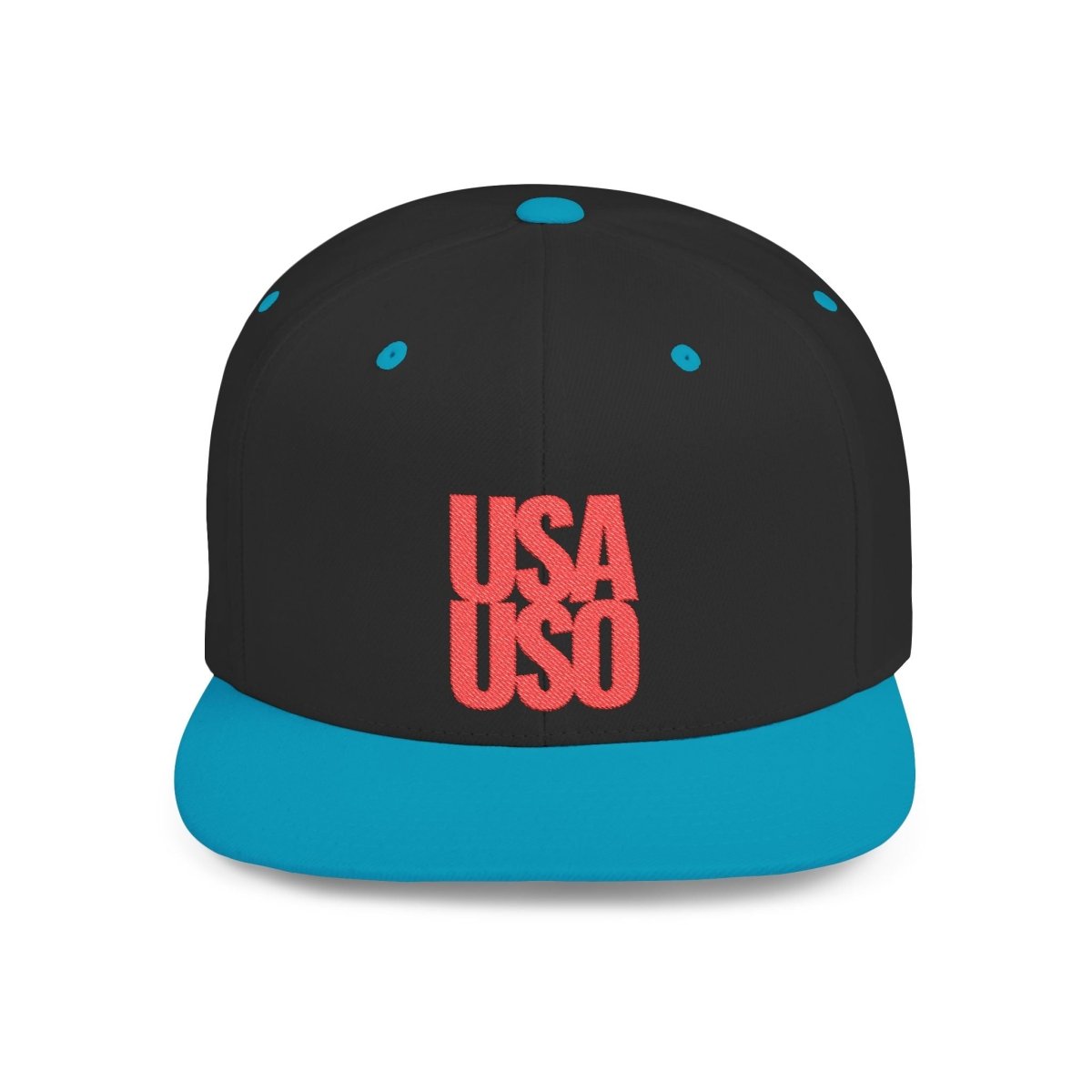 Flat Bill Snapback Hat - USAUSO - Red Embroidery - AU/NZ/USA - The Koko Samoa