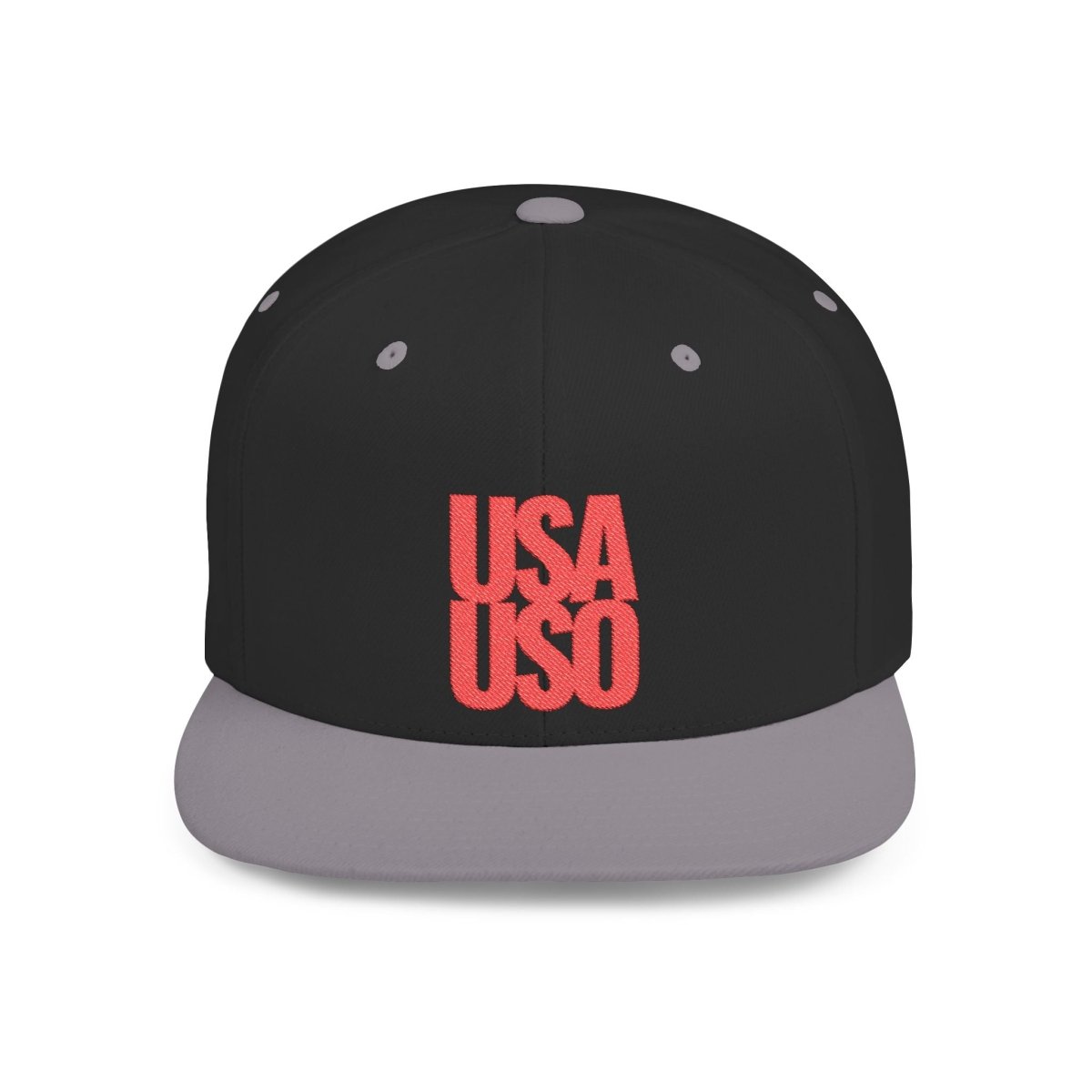 Flat Bill Snapback Hat - USAUSO - Red Embroidery - AU/NZ/USA - The Koko Samoa