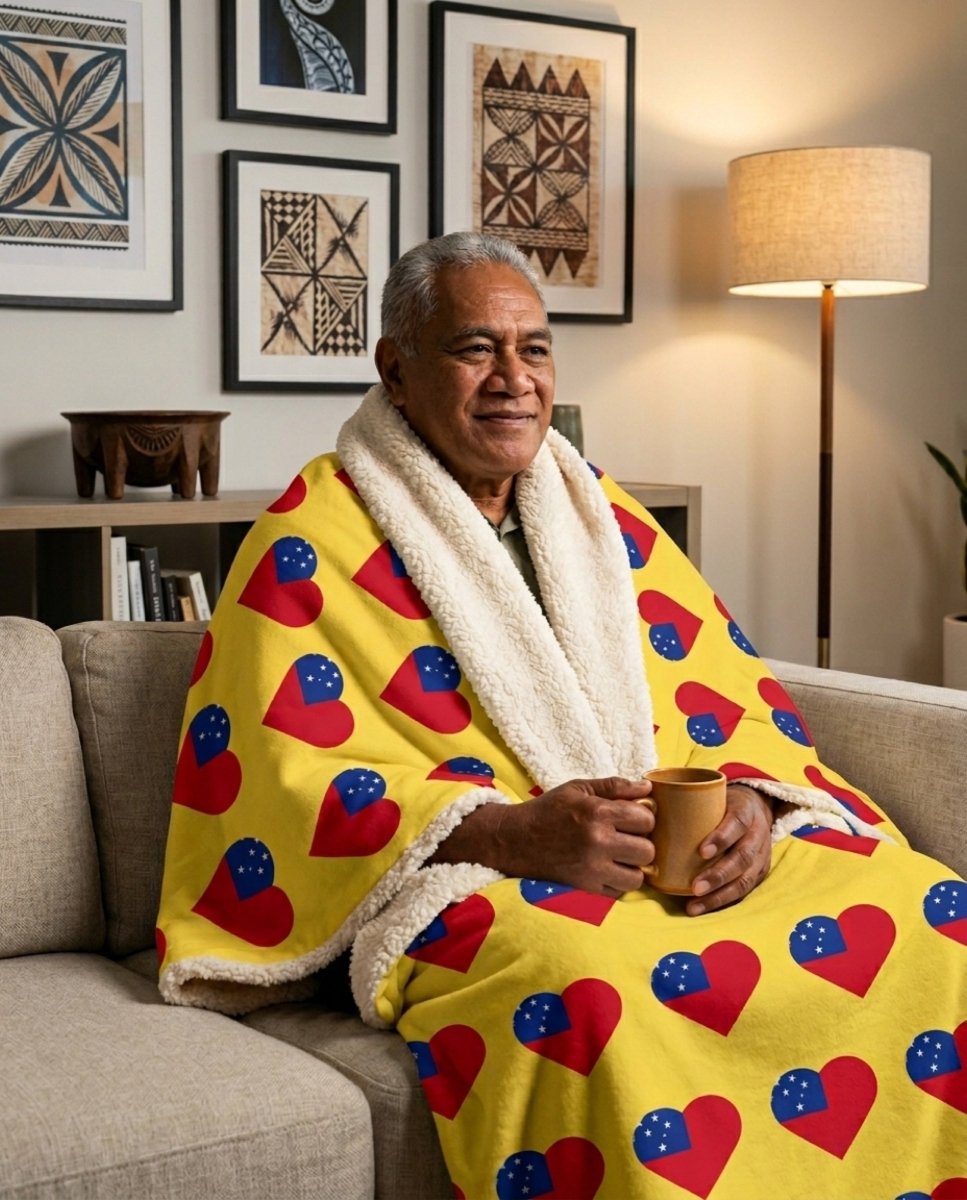 Fleece Sherpa Blanket - Samoan Flag - AU/NZ/USA