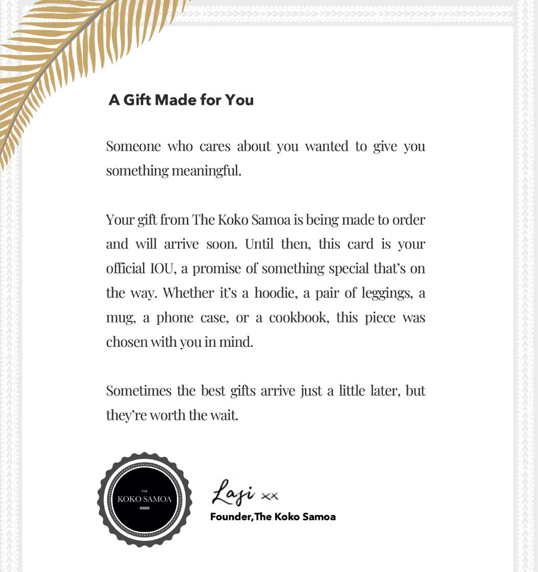 FREE IOU Kit - The Koko Samoa