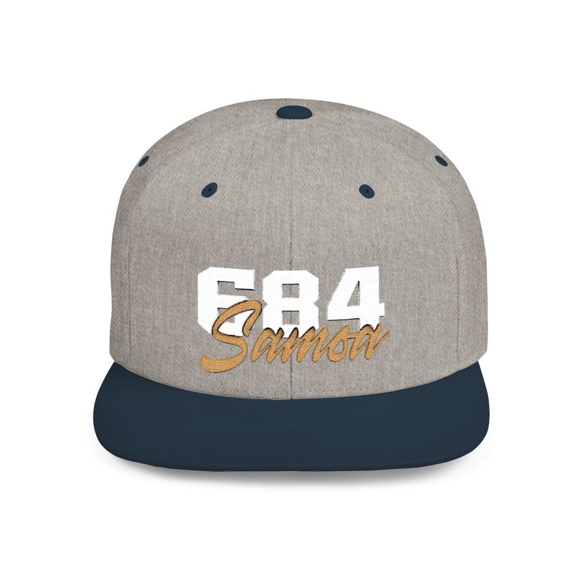 Fulfill Engine flat bill snapback hat in black with white and gold Samoa embroidery, one size, suitable for AU, NZ, and USA.
