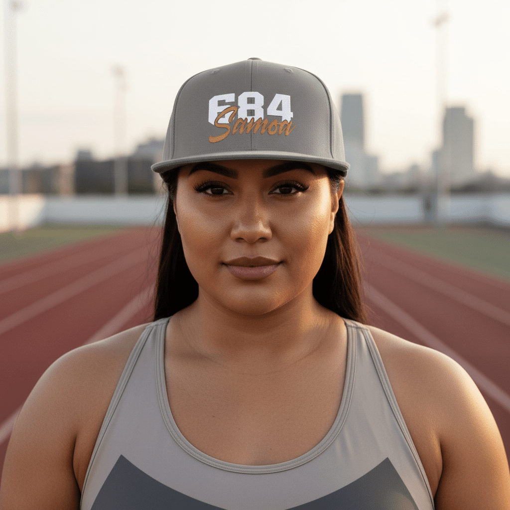 Flat Bill Snapback Hat - 684 Samoa - White & Gold Embroidery - AU/NZ/USA - The Koko Samoa