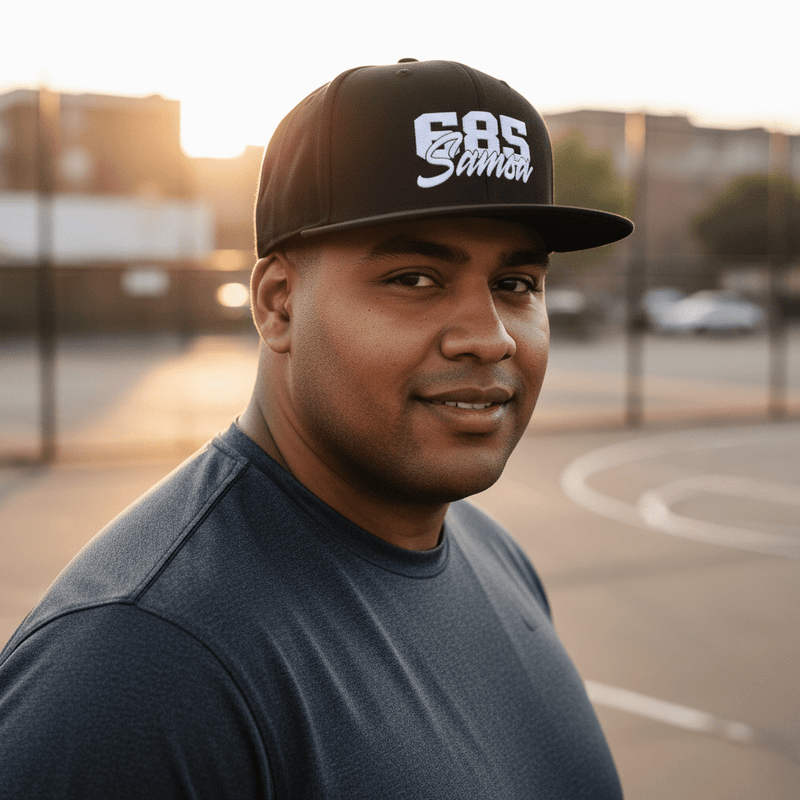 Flat Bill Snapback Hat - 685 Samoa - White Embroidery - AU/NZ/USA - The Koko Samoa