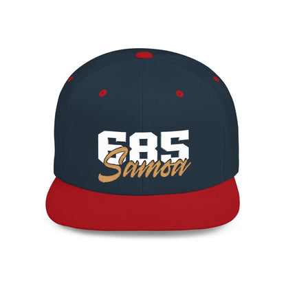 Flat Bill Snapback Hat - 685 Samoa - White & Gold Embroidery - AU/NZ/USA - The Koko Samoa