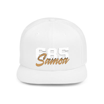 Flat Bill Snapback Hat - 685 Samoa - White & Gold Embroidery - AU/NZ/USA - The Koko Samoa