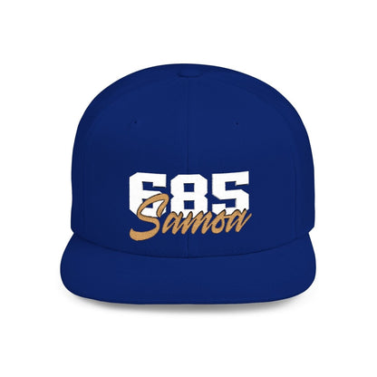Flat Bill Snapback Hat - 685 Samoa - White & Gold Embroidery - AU/NZ/USA - The Koko Samoa