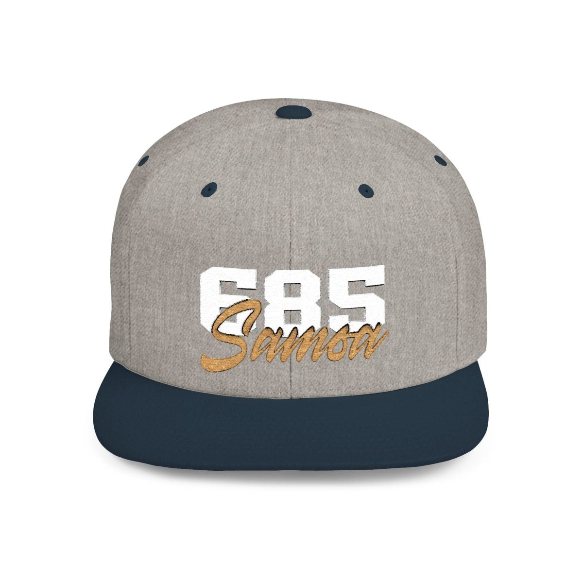 Flat Bill Snapback Hat - 685 Samoa - White & Gold Embroidery - AU/NZ/USA - The Koko Samoa