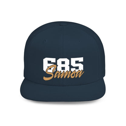 Flat Bill Snapback Hat - 685 Samoa - White & Gold Embroidery - AU/NZ/USA - The Koko Samoa